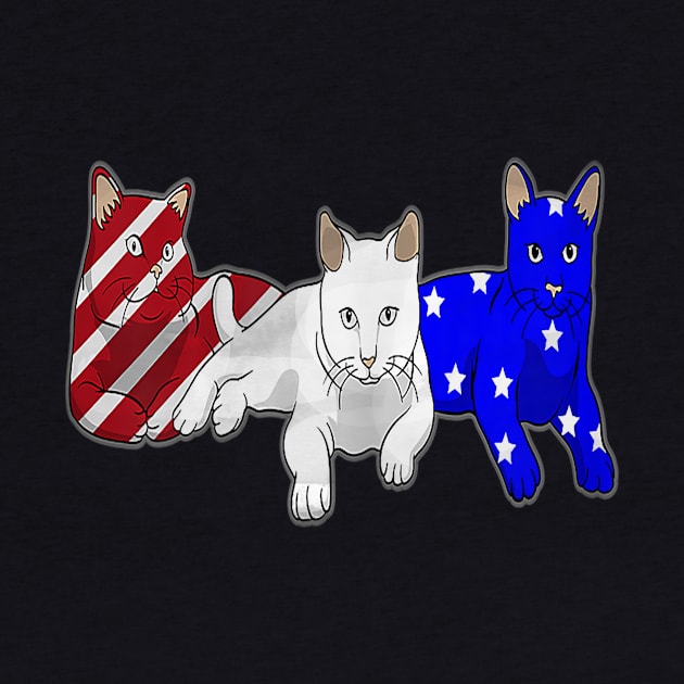 Cat Red White Blue American Flag 4th Of July Gift by Jannysingle